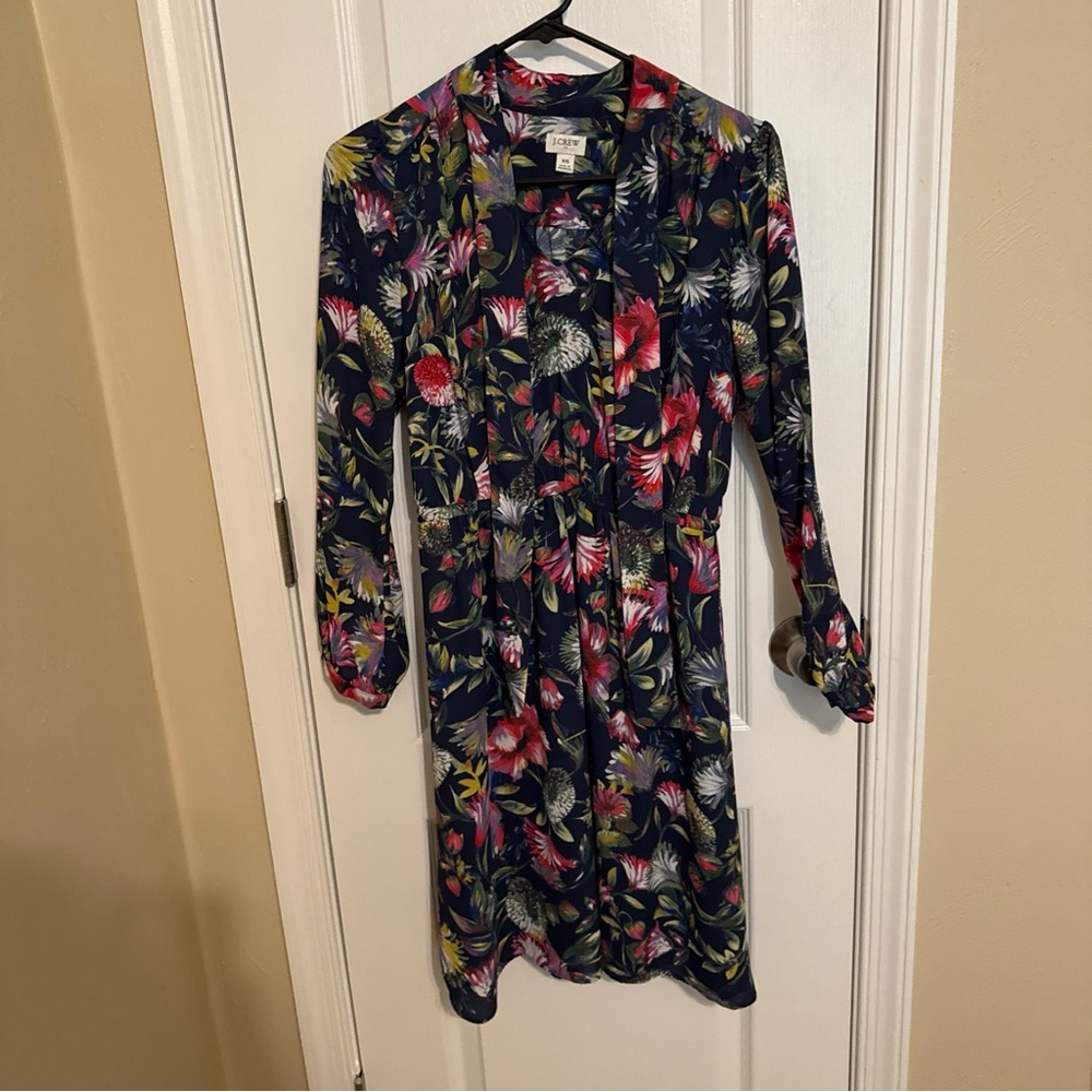 J. Crew Pink and Red Long Sleeve Wrap Sundress